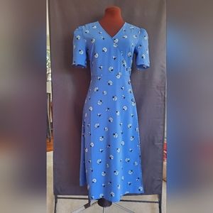 Ann Taylor Factory Faux wrap short sleeved floral  dress, sz 2